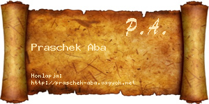 Praschek Aba névjegykártya